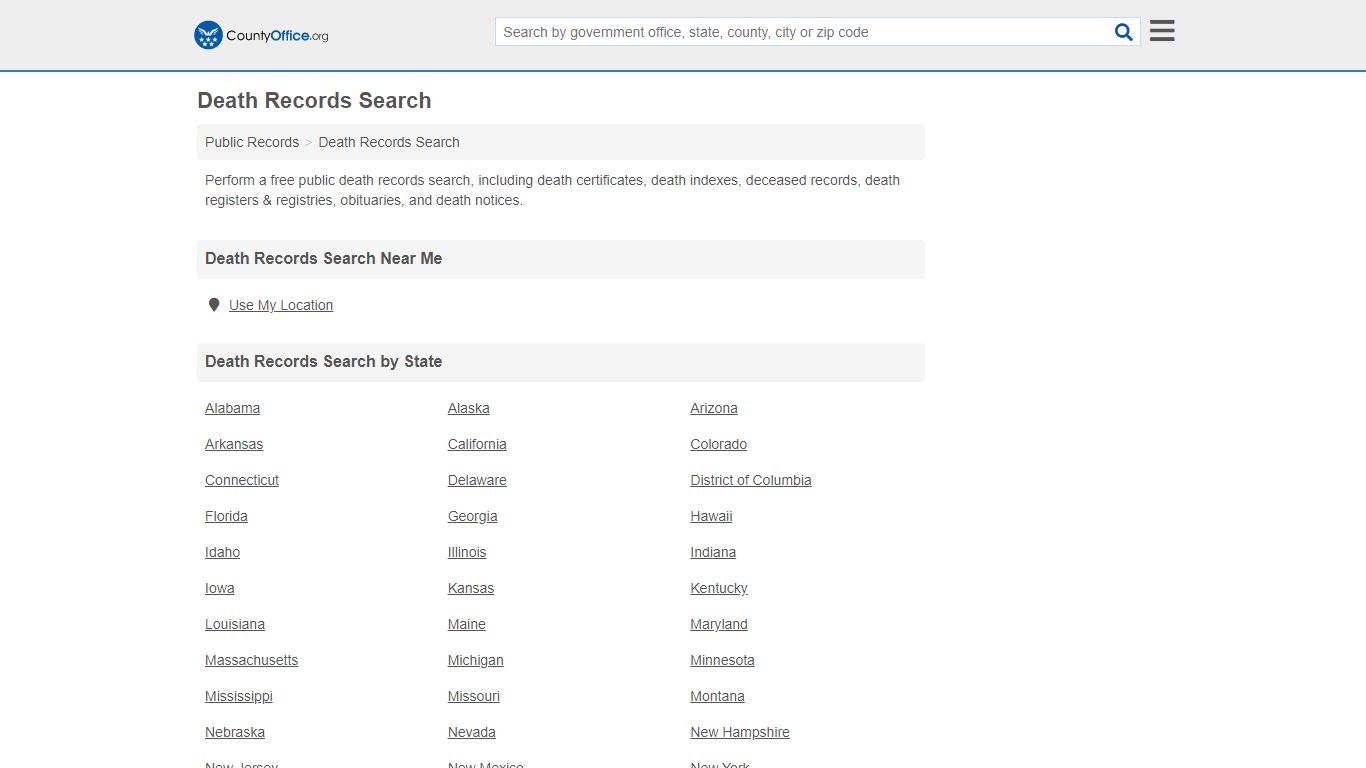 Death Records Search (Death Certificates & Indexes) - County Office